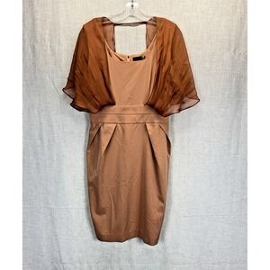 BGL Peachy Orange Silk‎ Knee Length Shift Cocktail Wedding Guest Dress EU40/UA46